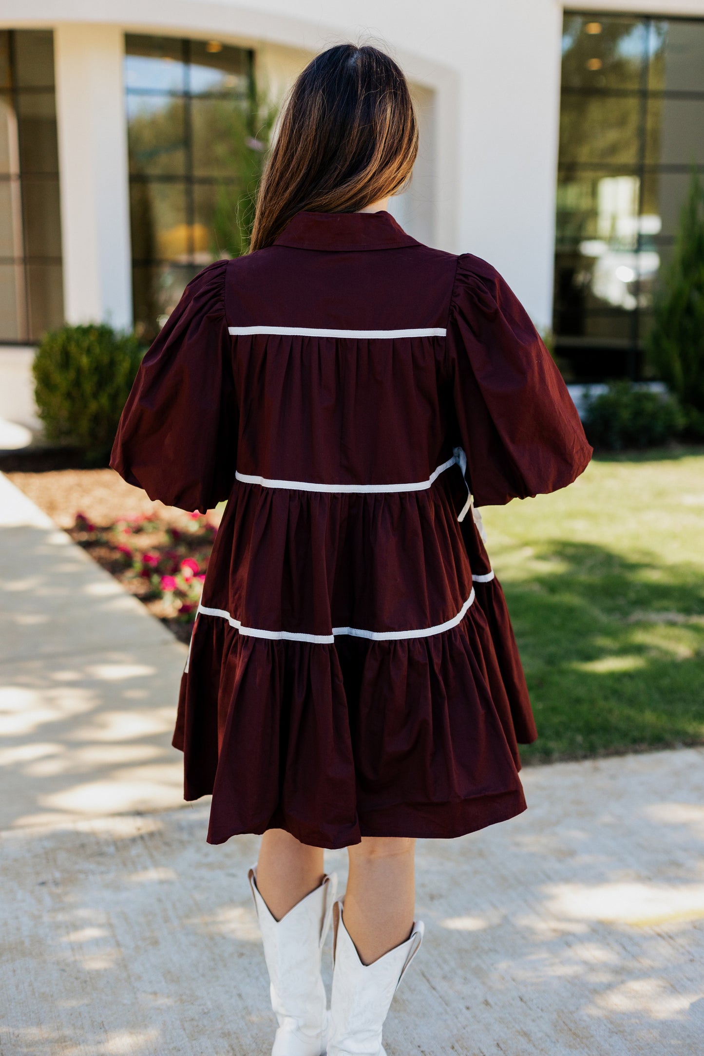 GIMME MORE TIERED DRESS: BROWN