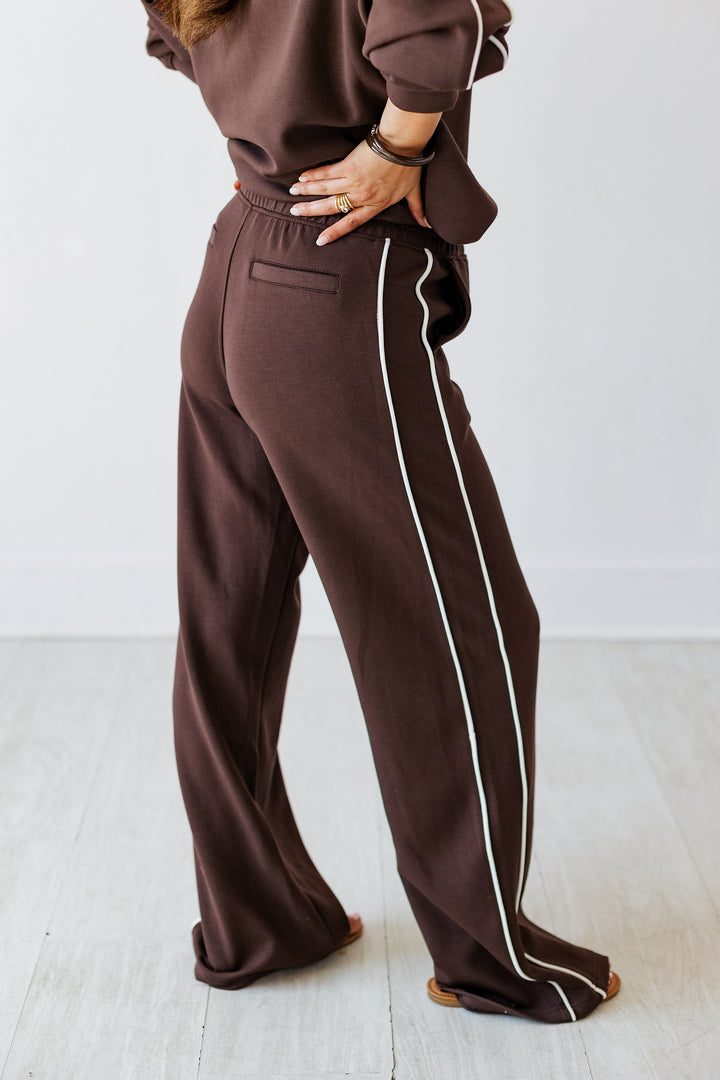 ESPRESSO PIPED STRAIGHT LEG LOUNGE PANT