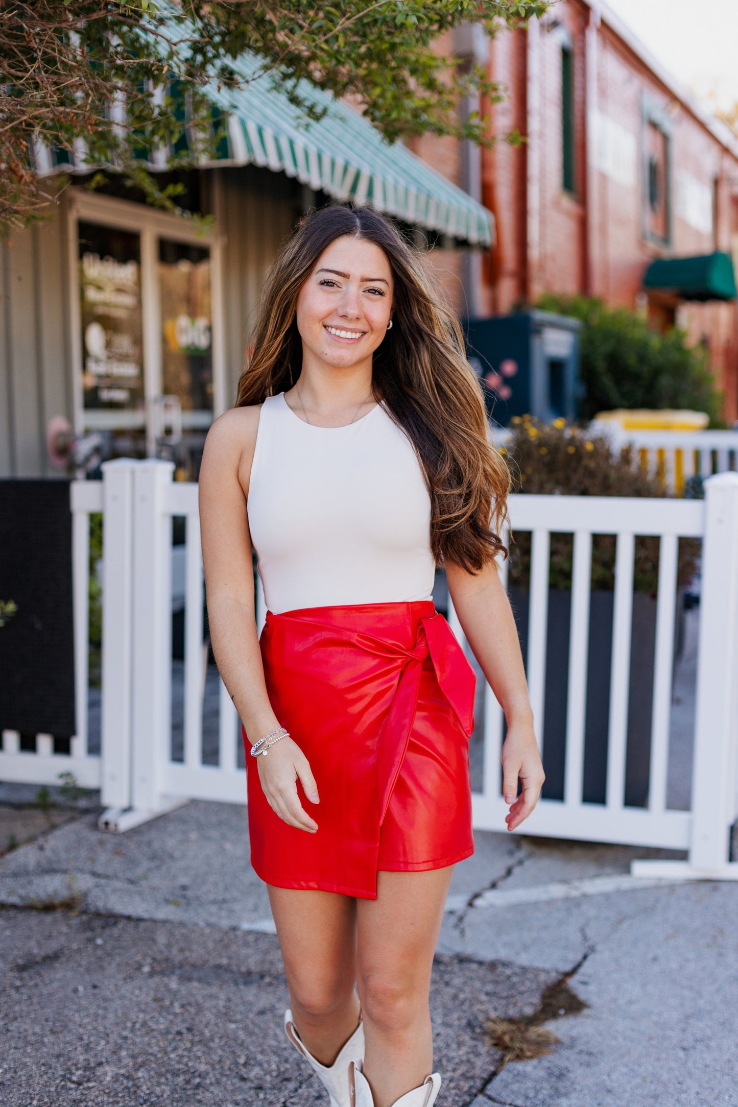 FOR THE THRILL LEATHER TIE SKIRT
