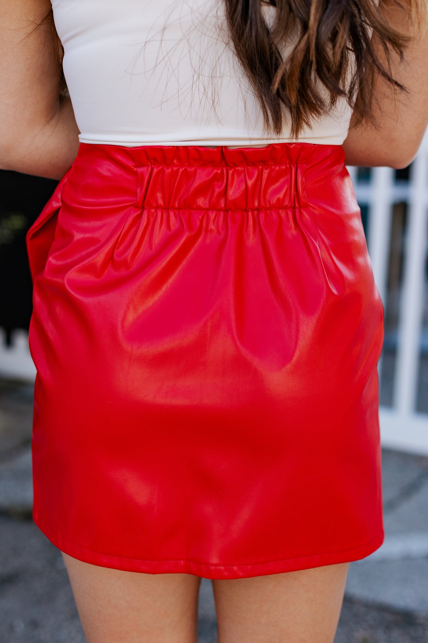 FOR THE THRILL LEATHER TIE SKIRT