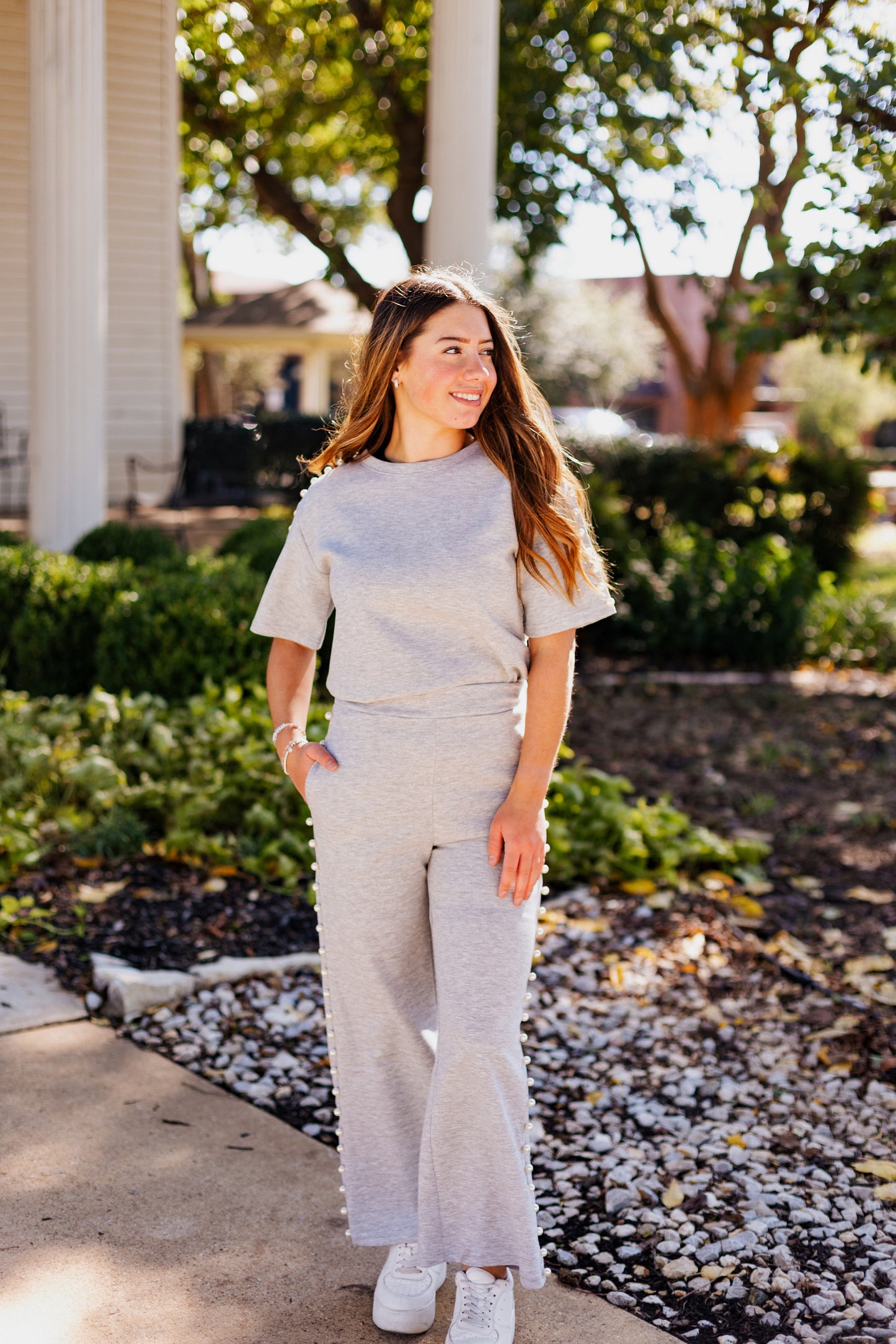 BUBBLE PEARL DETAIL KNIT PANT