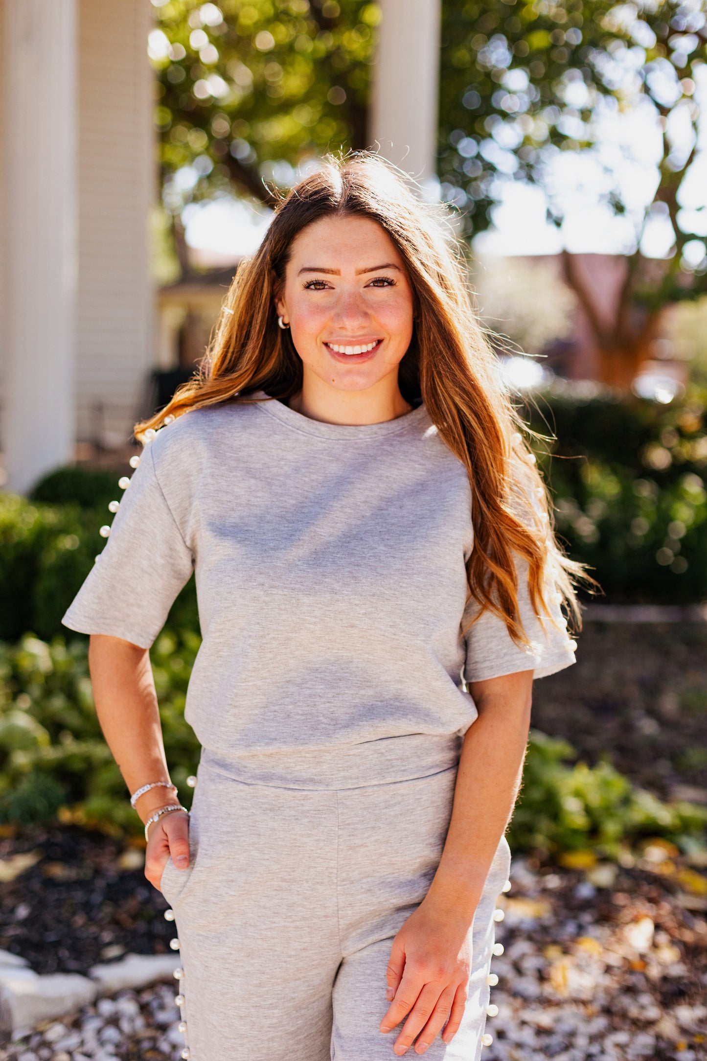 BUBBLE PEARL DETAIL KNIT TOP