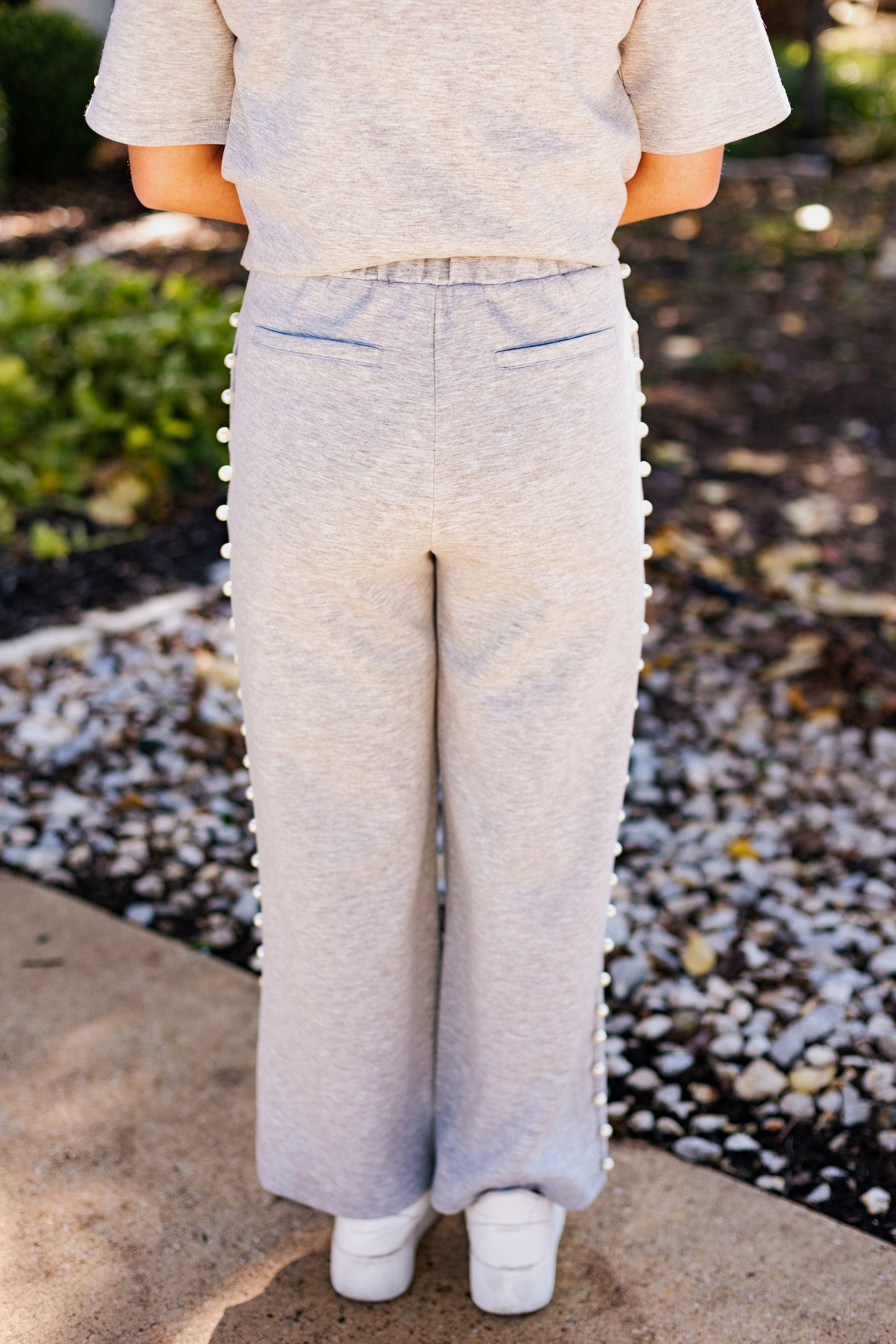 BUBBLE PEARL DETAIL KNIT PANT