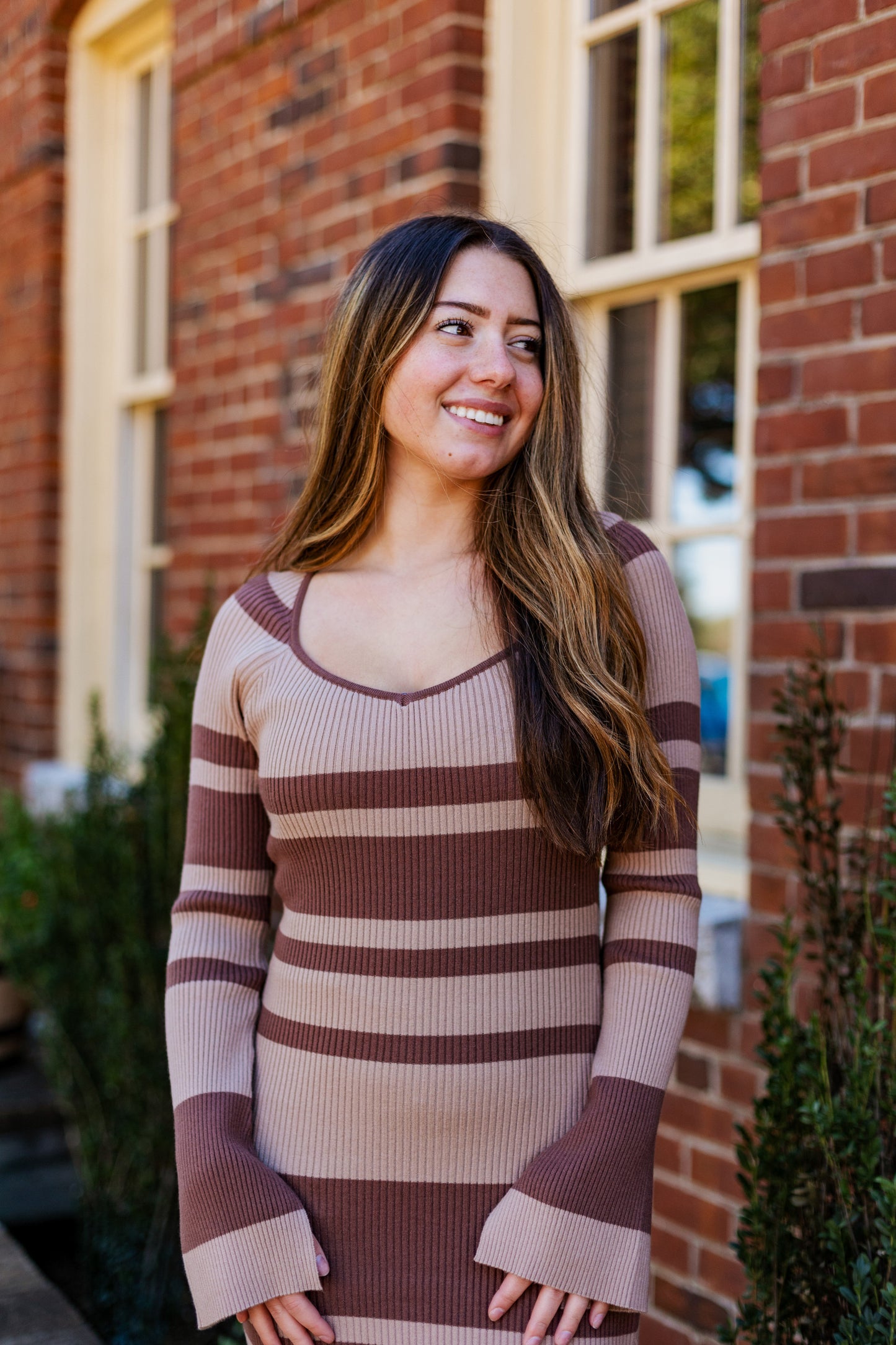 GIMME A SPIN STRIPE SWEATER DRESS