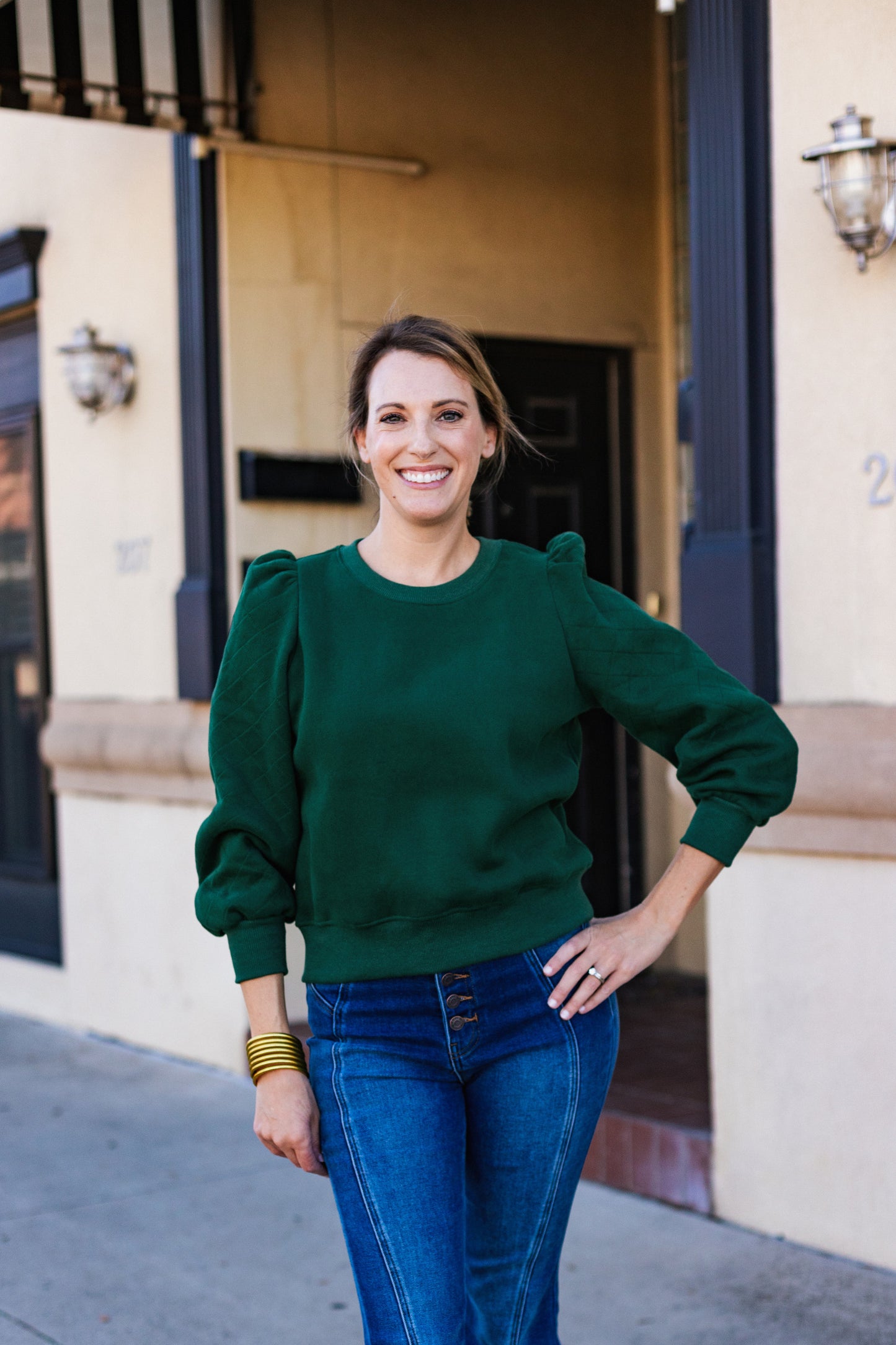 HONEY QUILTED SLEEVE TOP