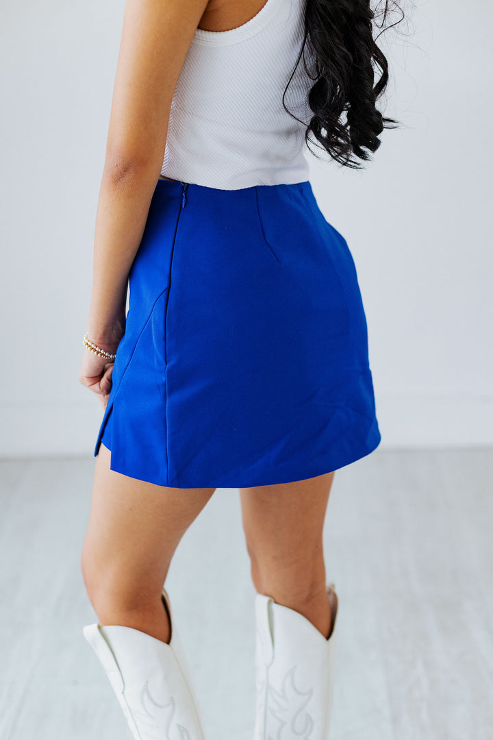 CUT OUT MINI SKORT- COBALT BLUE