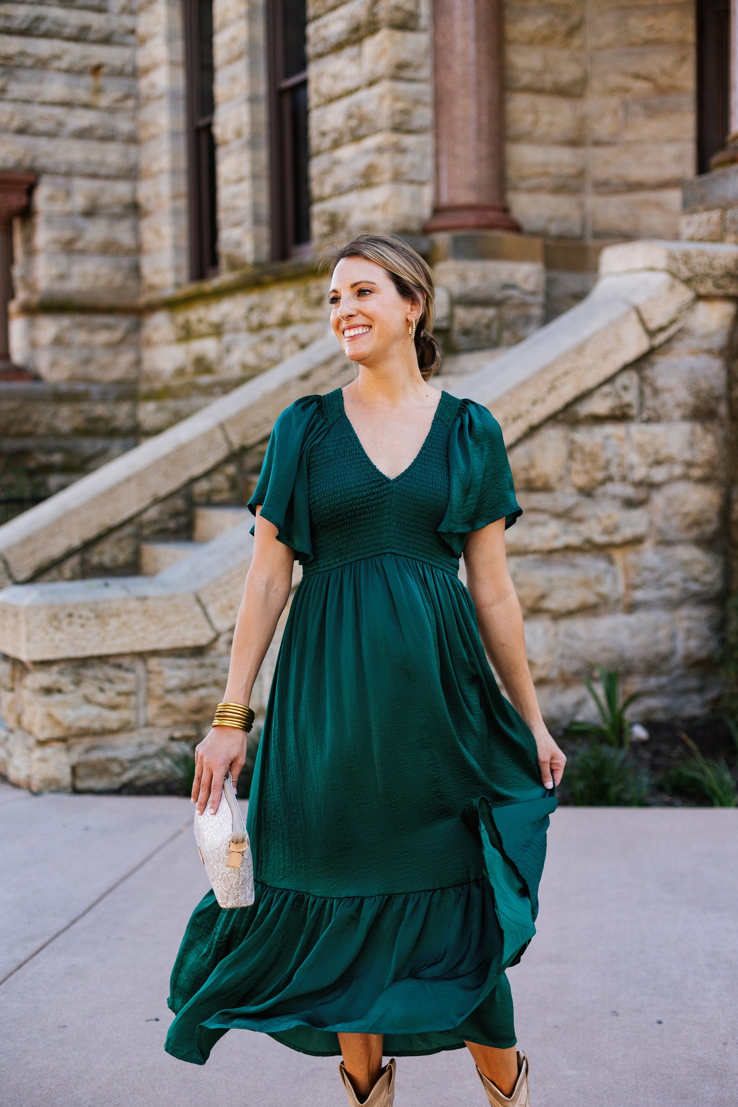 KENZI WASHED SATIN MIDI DRESS