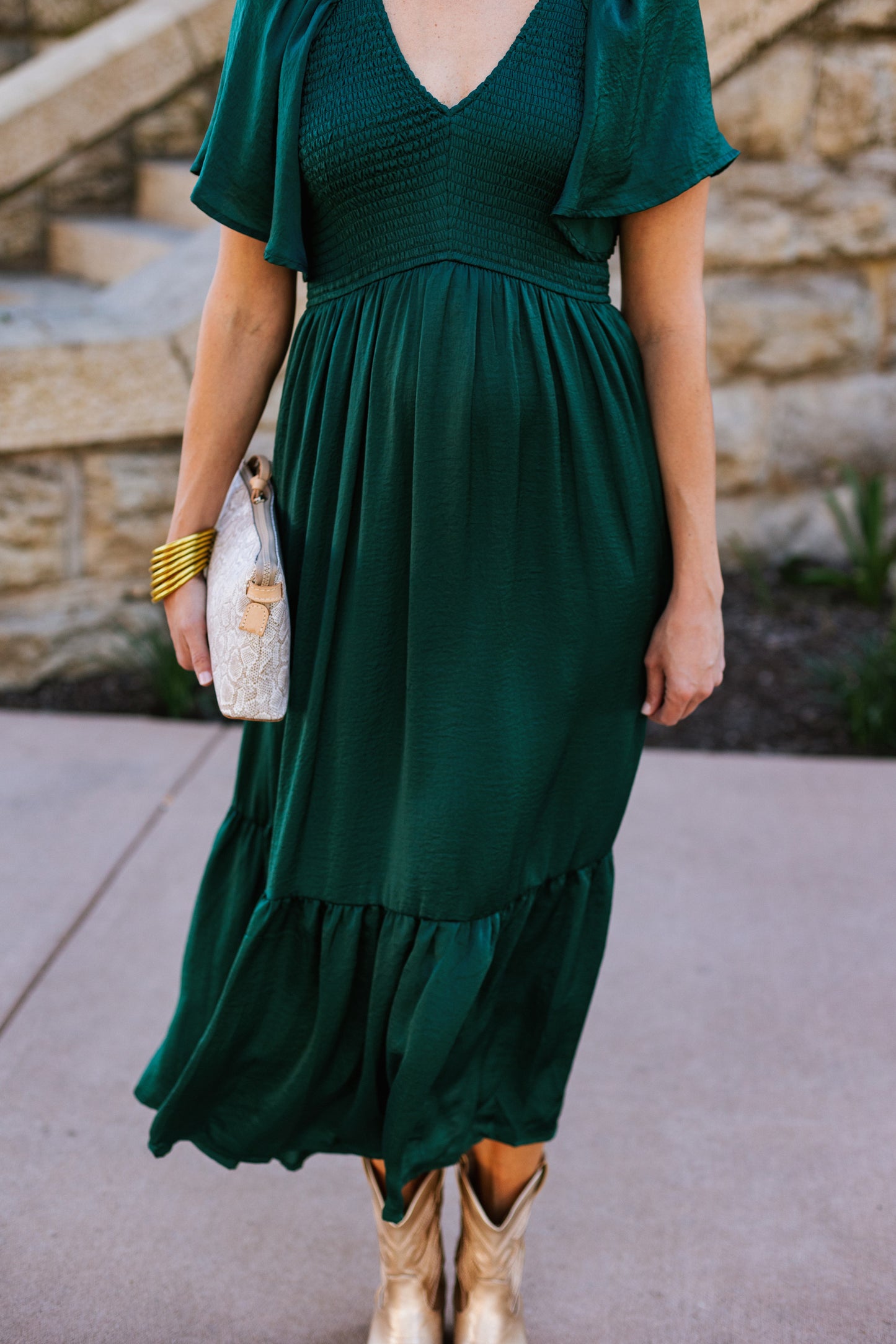 KENZI WASHED SATIN MIDI DRESS