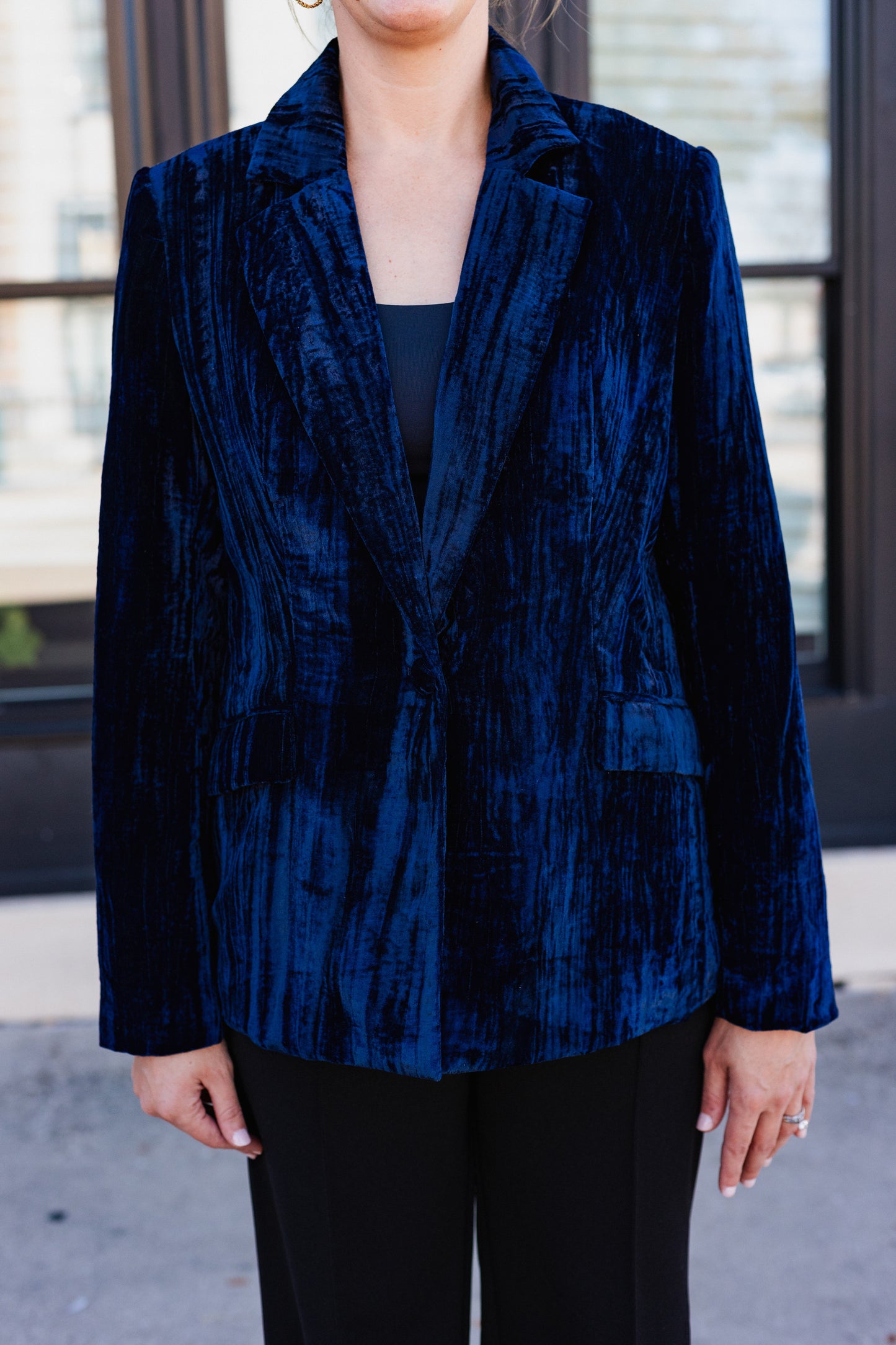 AMELIA CRINKLE VELVET BLAZER MOONLIGHT BLUE