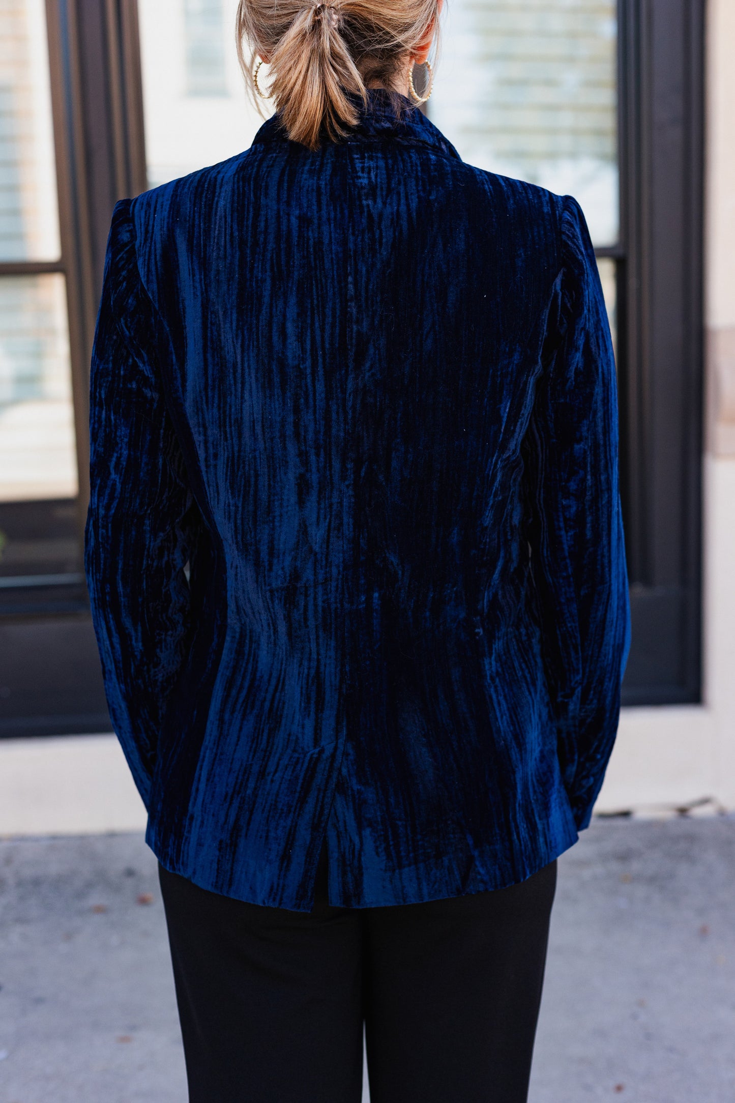 AMELIA CRINKLE VELVET BLAZER MOONLIGHT BLUE
