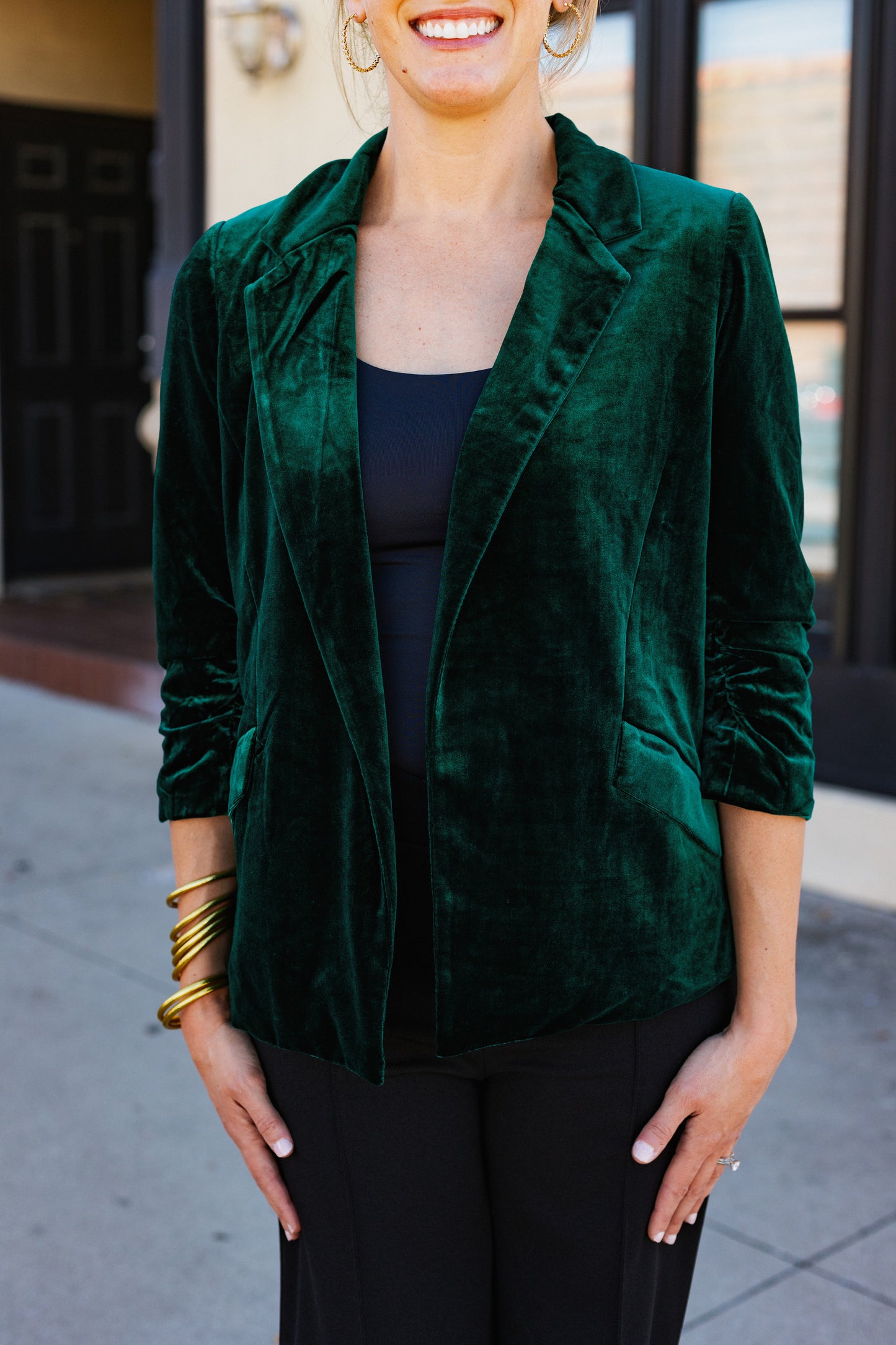 NEVER BETTER VELVET BLAZER HUNTER