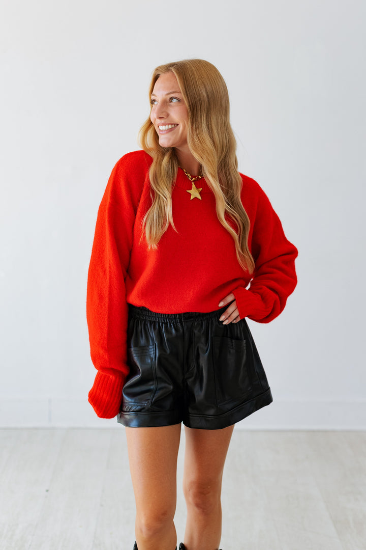 JULIEN COZY KNIT SWEATER- RED