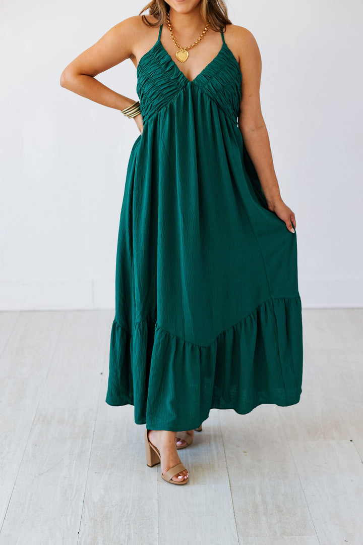 ARIEL FOREST CRINKLE MAXI DRESS