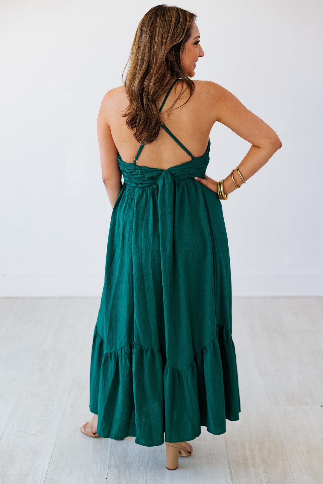ARIEL FOREST CRINKLE MAXI DRESS