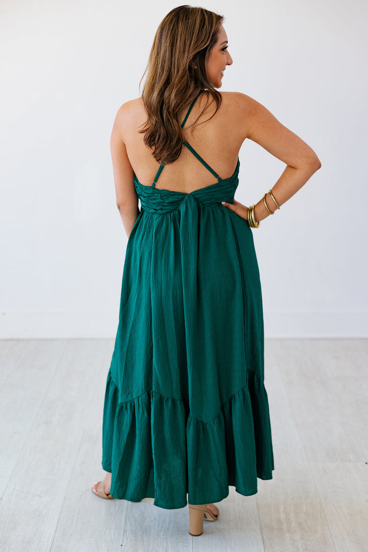 ARIEL FOREST CRINKLE MAXI DRESS