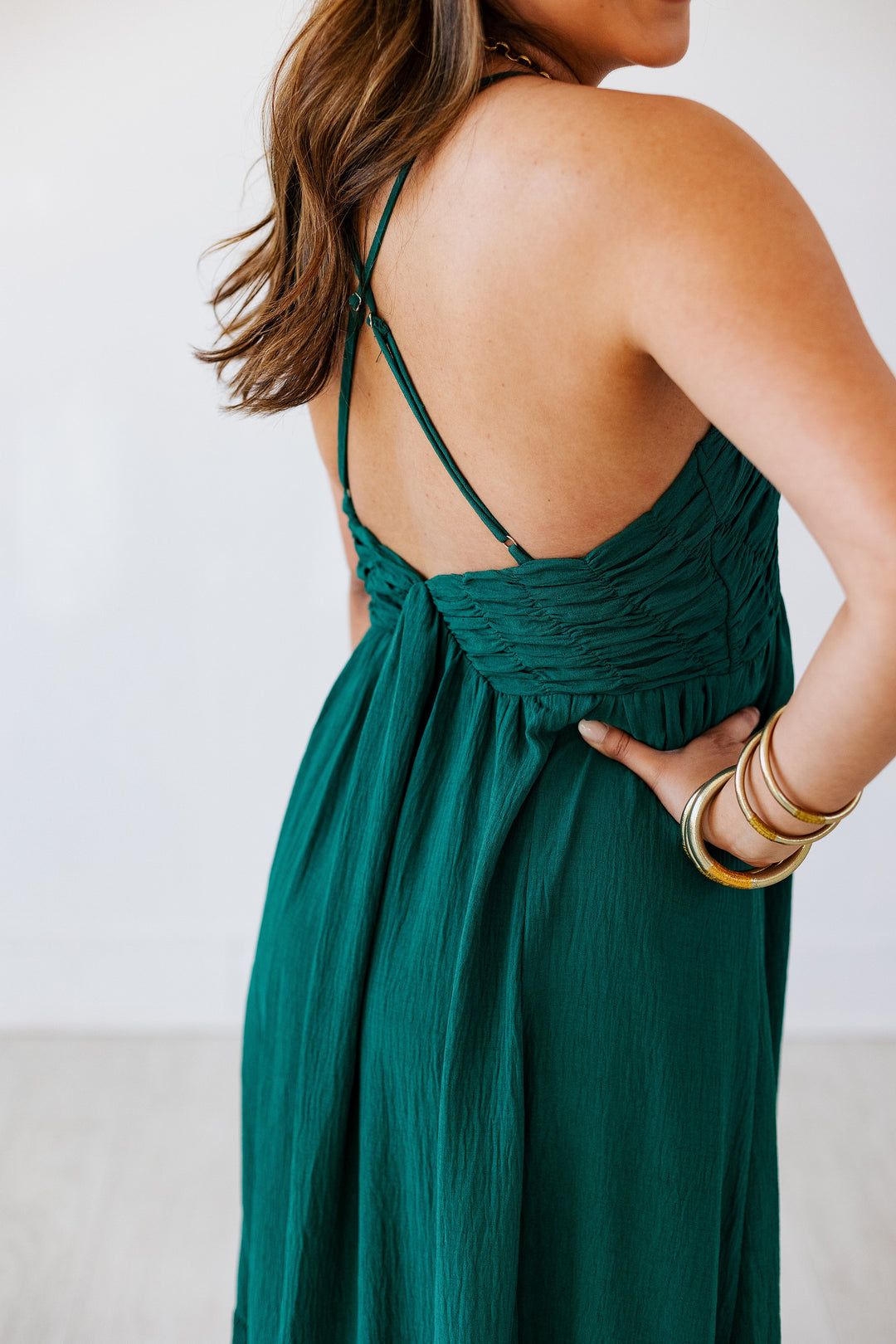 ARIEL FOREST CRINKLE MAXI DRESS