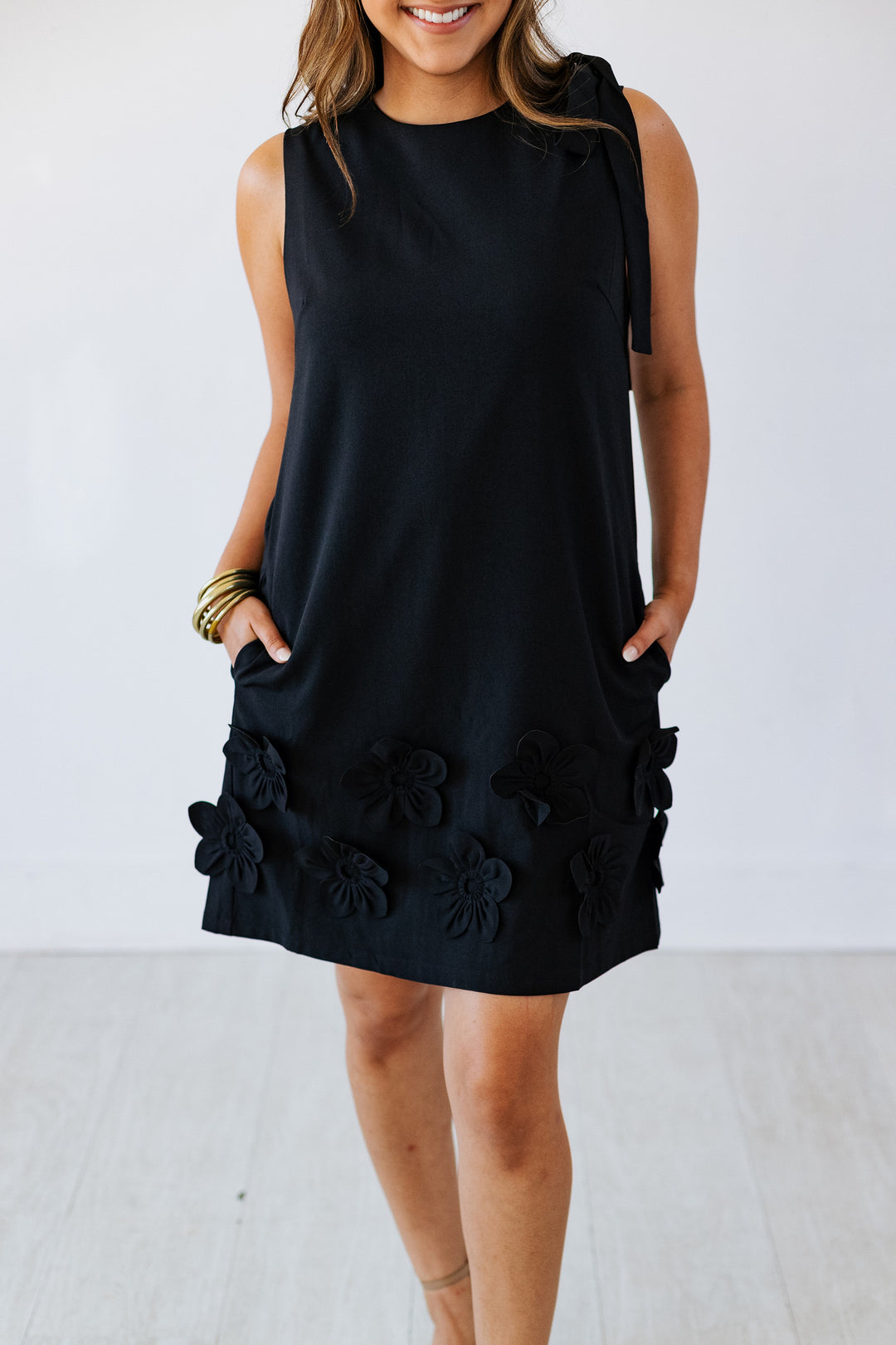 FELICITY FLORAL APPLIQUE MINI DRESS