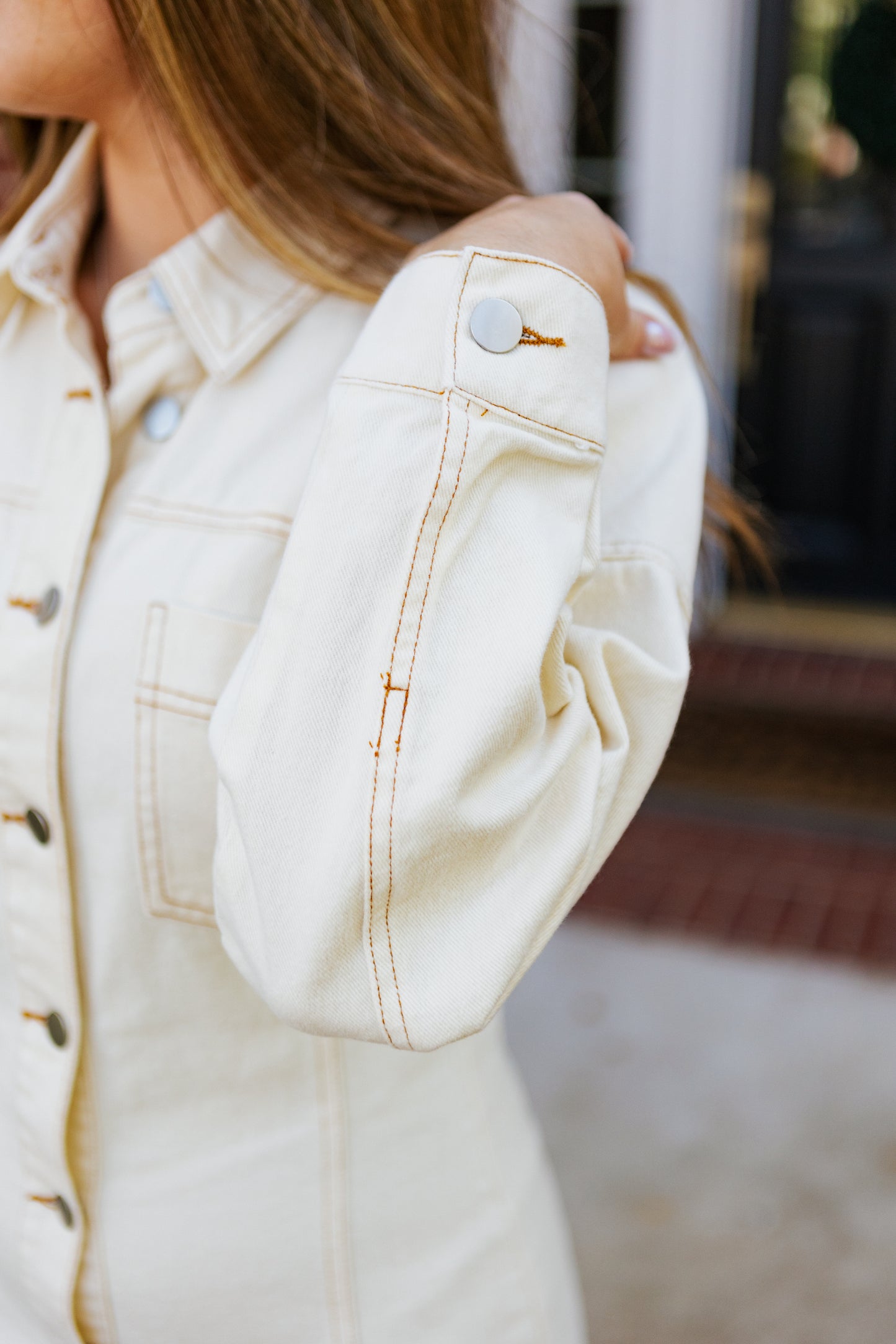 STITCH DETAIL DRESS ECRU