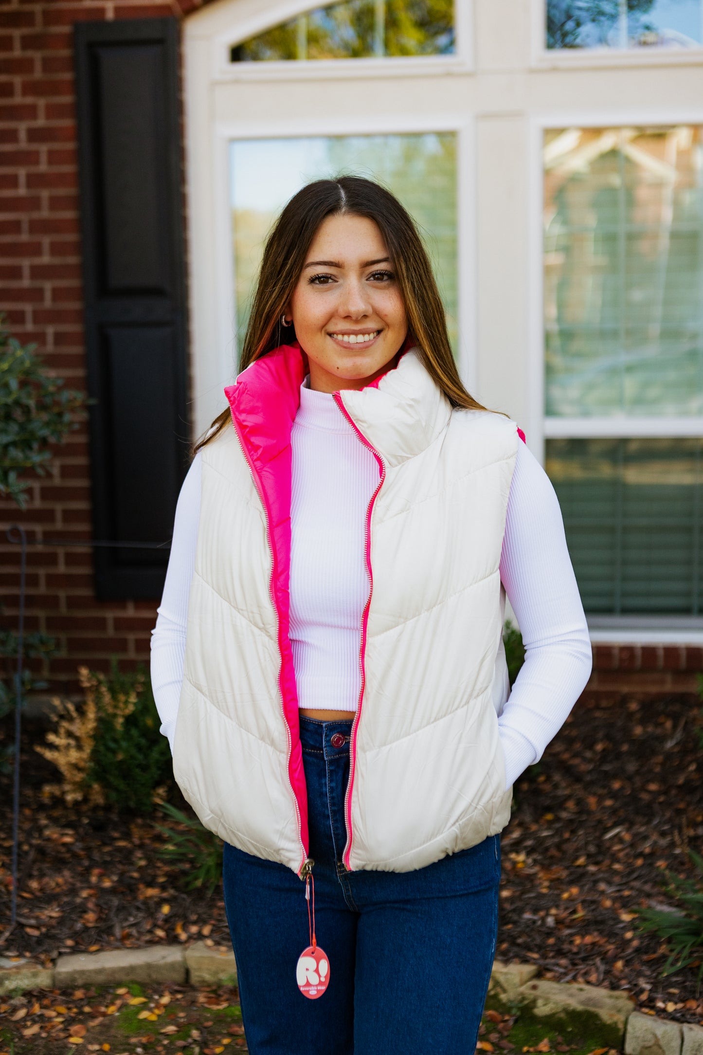COLORADO REVERSIBLE PUFF VEST PINK/ BEIGE