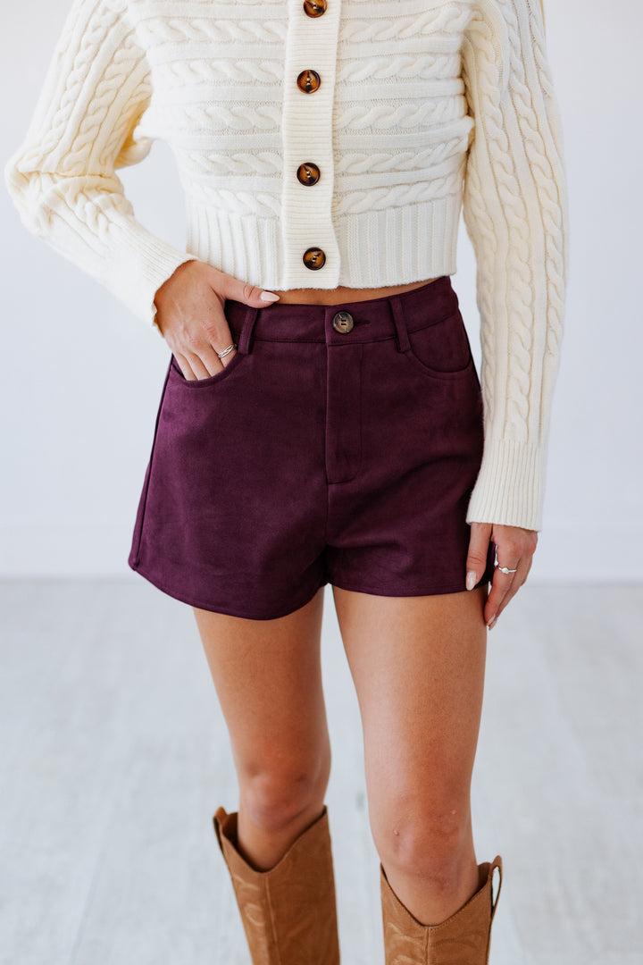 BURGUNDY SUEDE SHORT