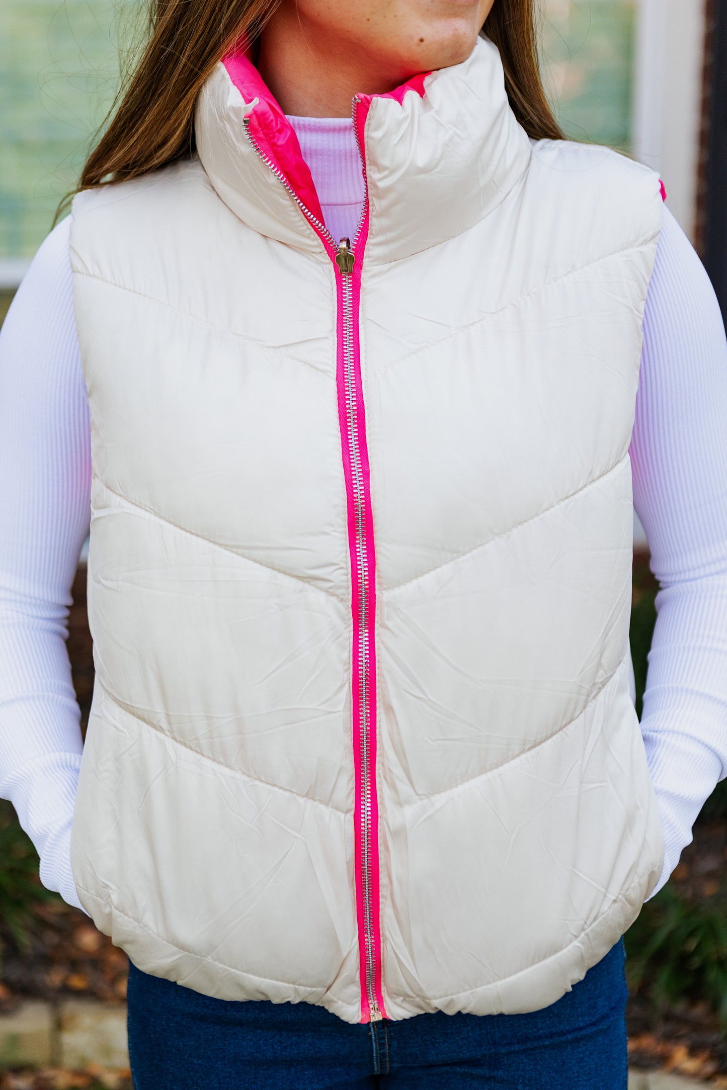 COLORADO REVERSIBLE PUFF VEST PINK/ BEIGE