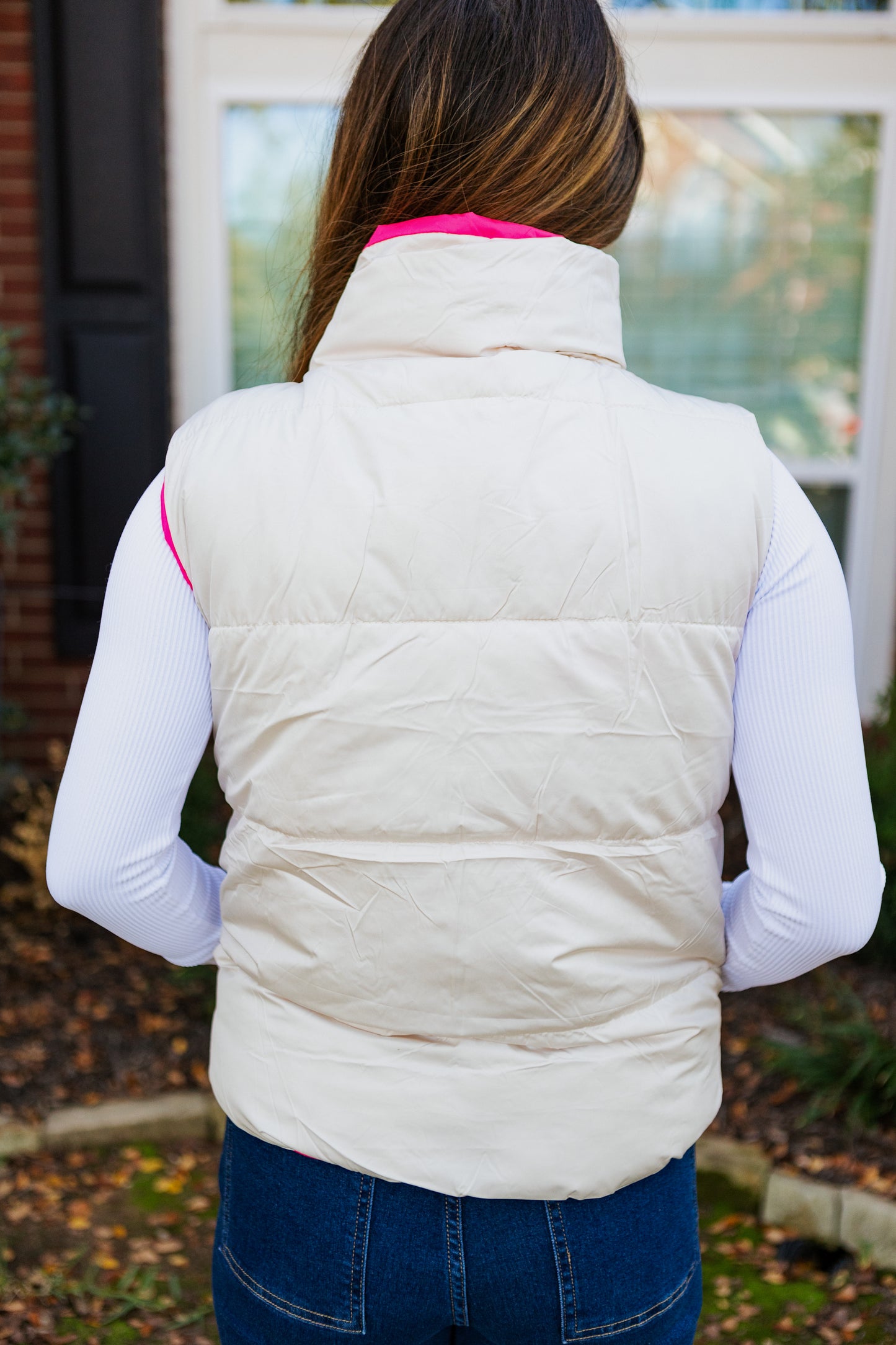 COLORADO REVERSIBLE PUFF VEST PINK/ BEIGE