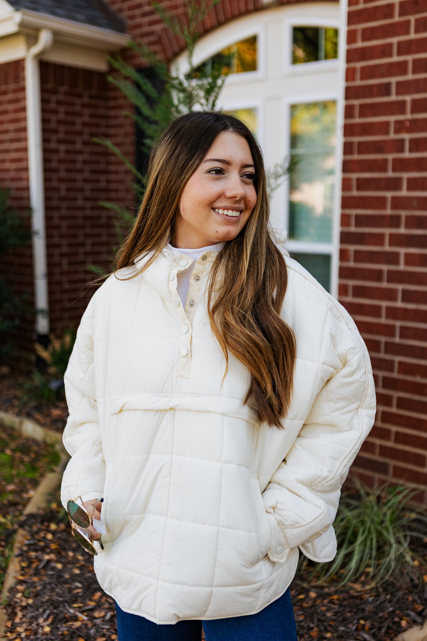HOT COCO QUILTED PULLOVER CREAM