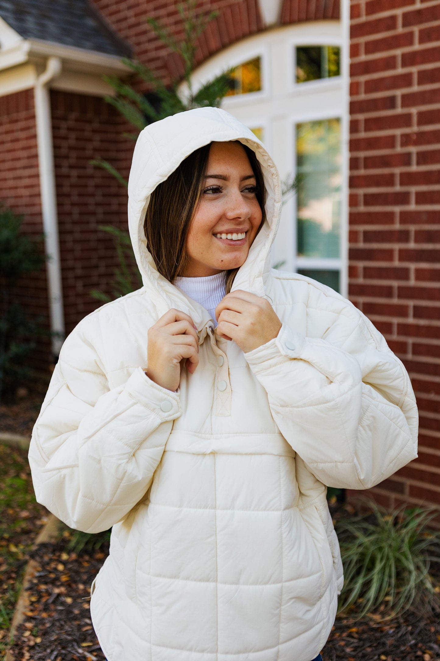 HOT COCO QUILTED PULLOVER CREAM