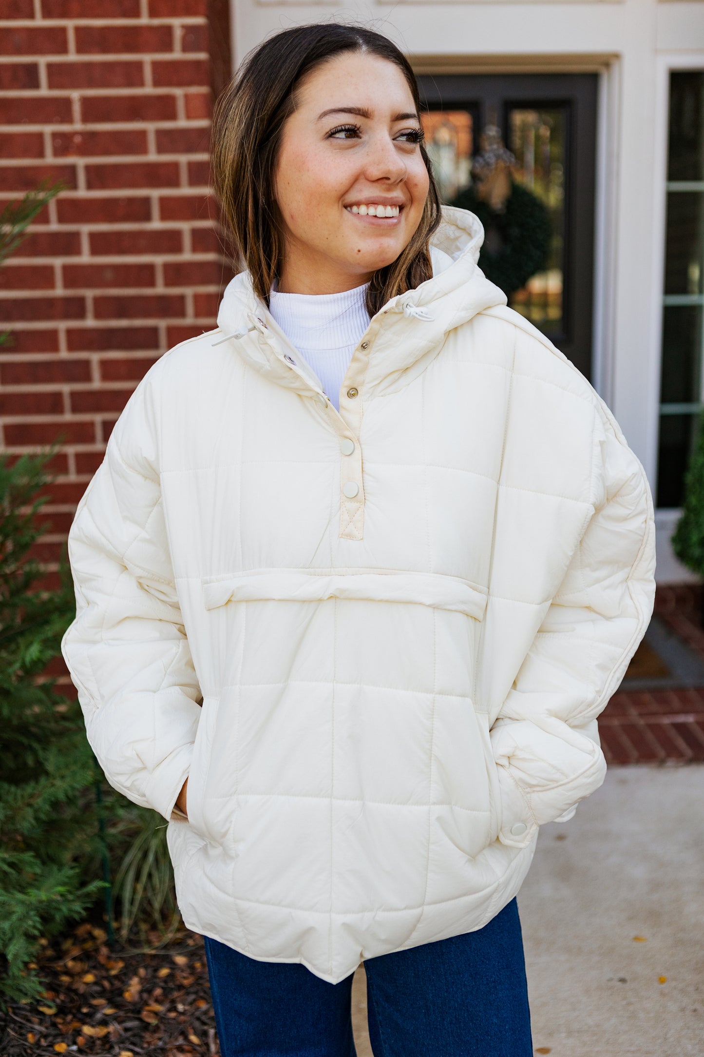 HOT COCO QUILTED PULLOVER CREAM