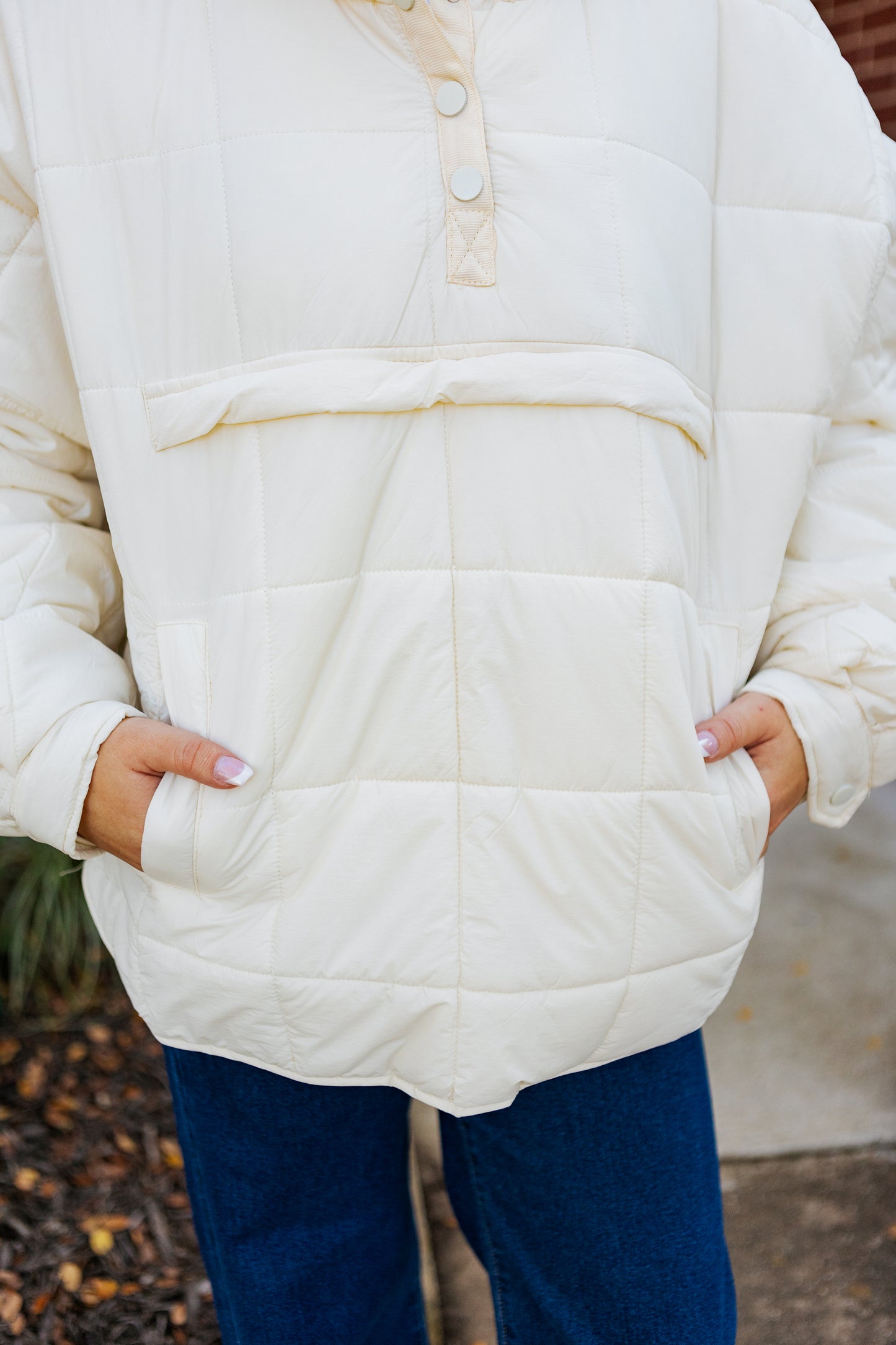HOT COCO QUILTED PULLOVER CREAM