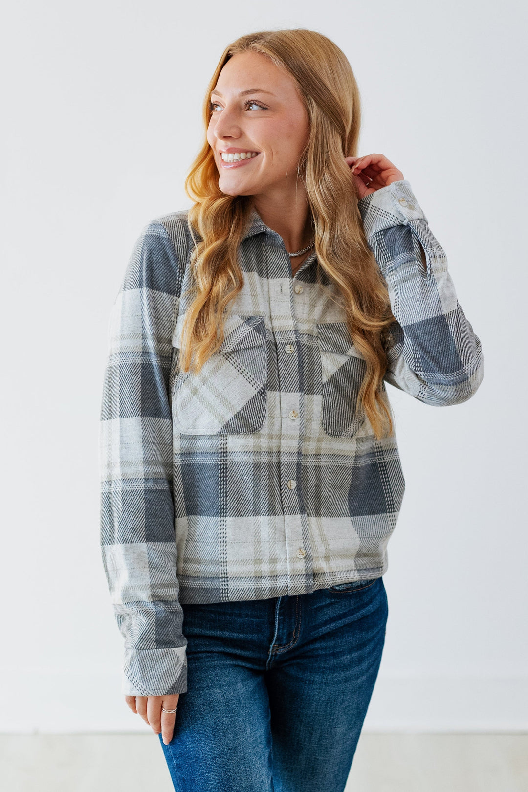 THREAD & SUPPLY: CASSIAN BUTTON UP SHIRT- GREY PLAID