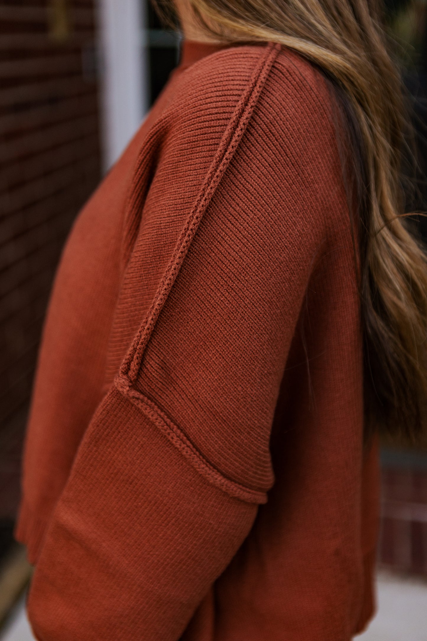 HOLLY RELAXED CROP SWEATER BRICK