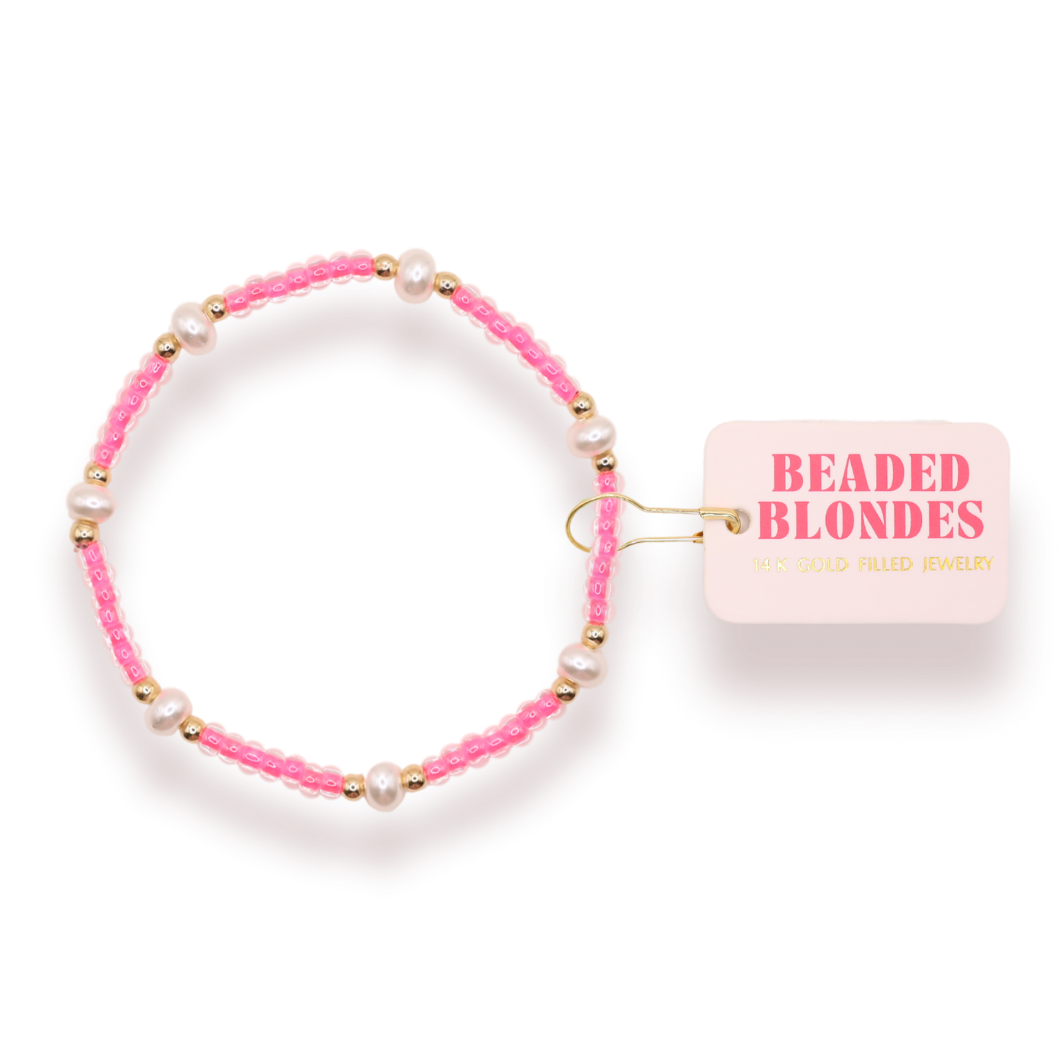 HOT PINK & PEARL BRACELET