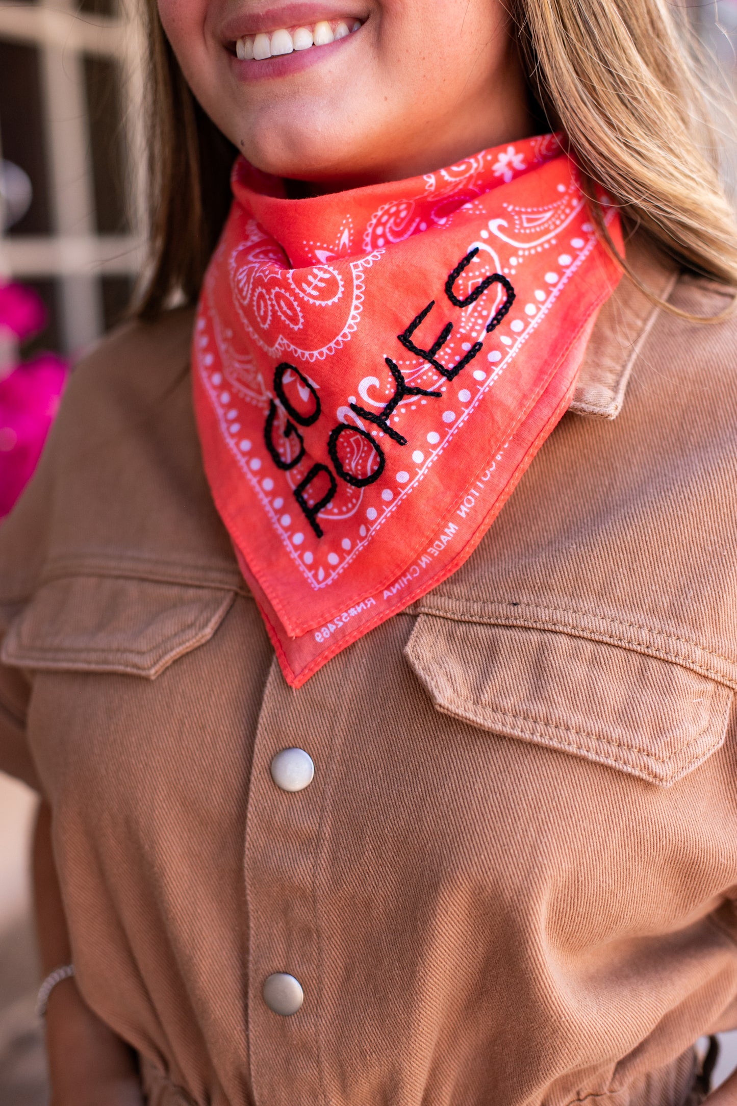 HAND EMBROIDERED GAME DAY BANDANA: GO POKES