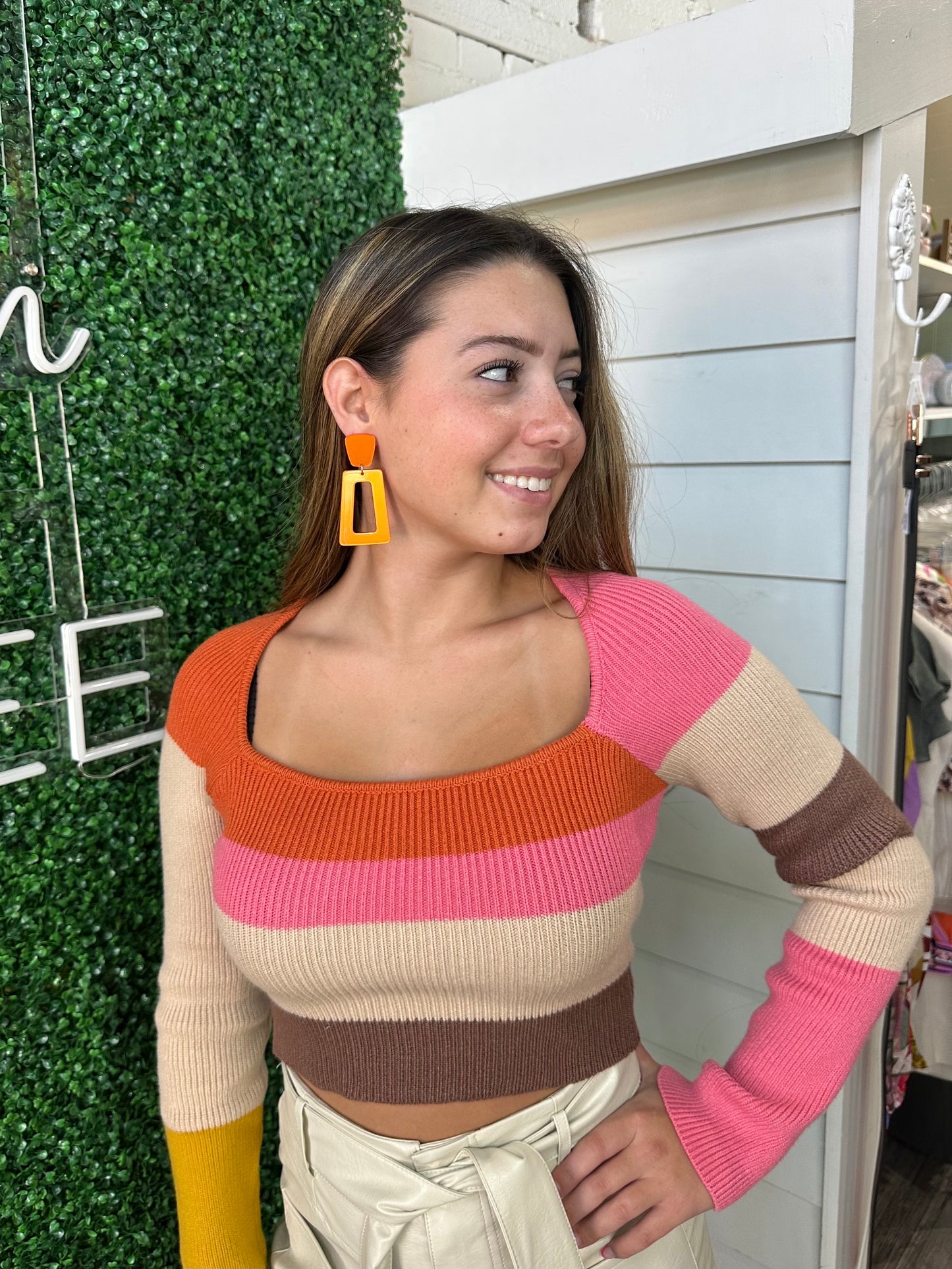 Rust Multi Stripe Top
