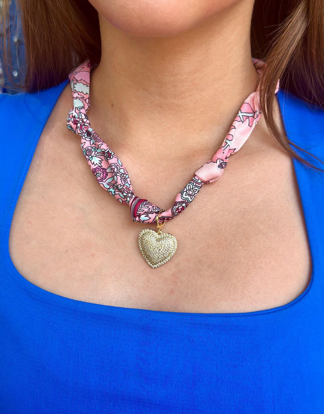 ROSY MIX LUMI HEART SCARF NECKLACE