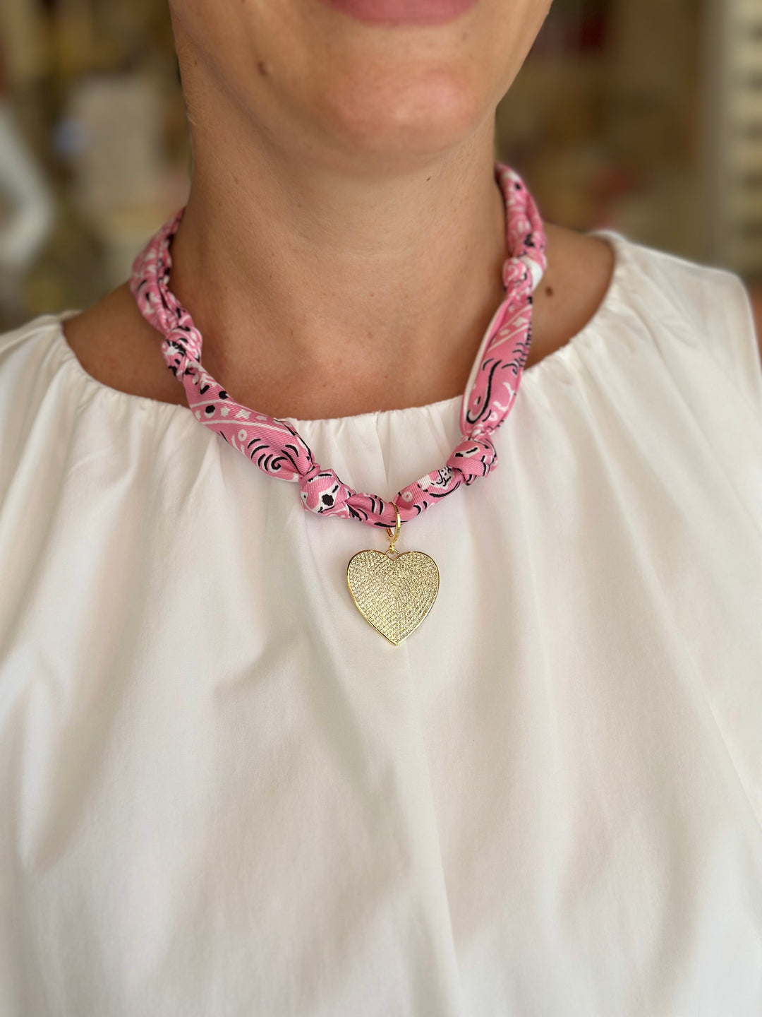 PINK BANDANA LEAH SCARF NECKLACE