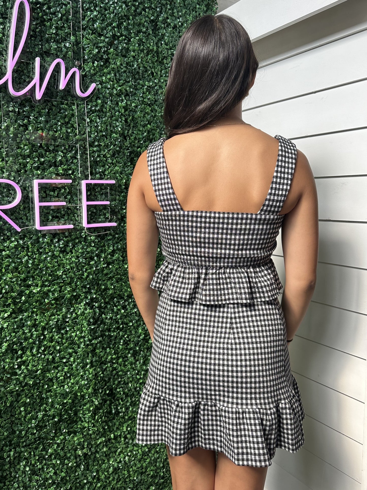 GINGHAM KNIT SKIRT