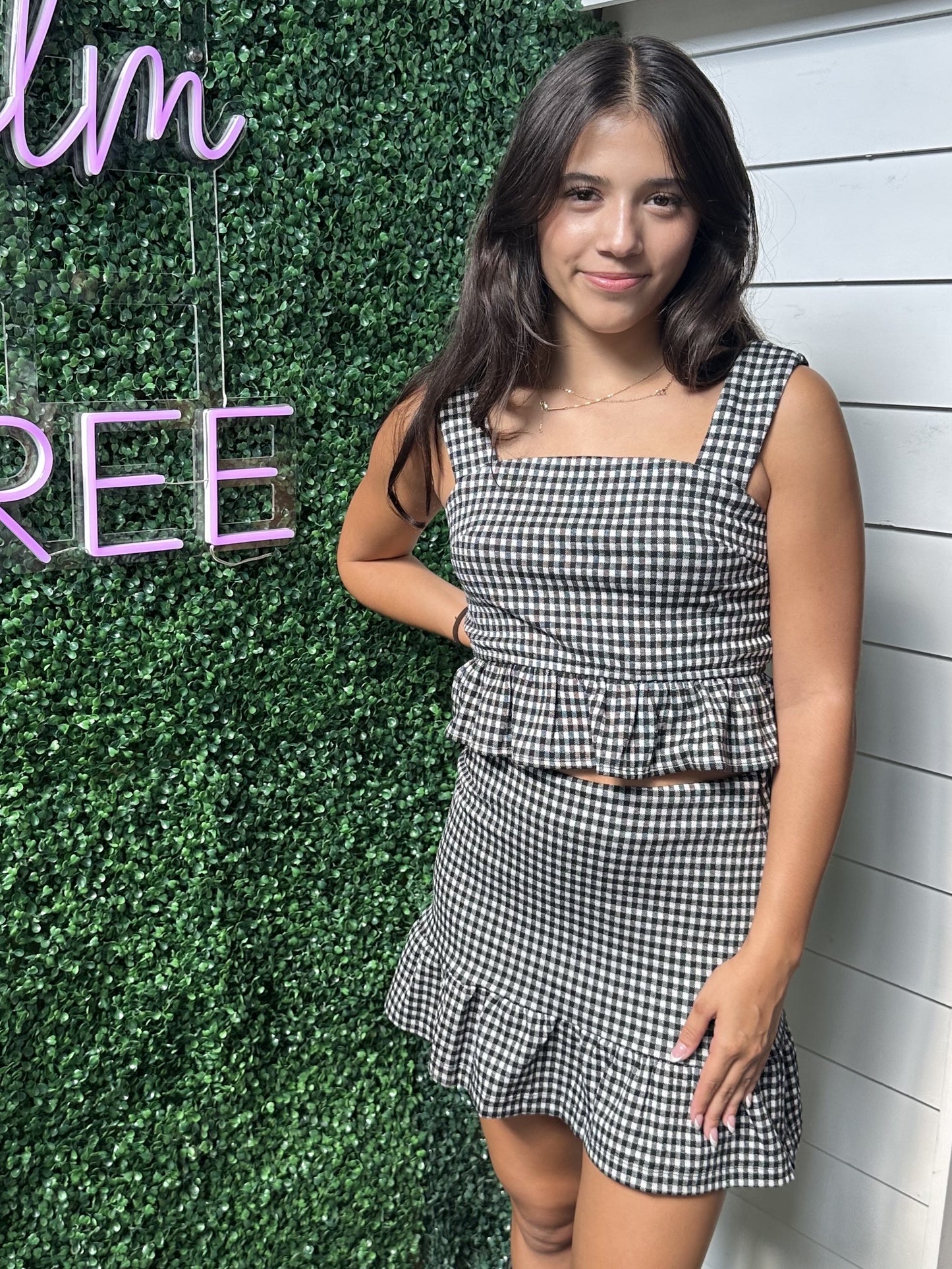 GINGHAM KNIT SKIRT