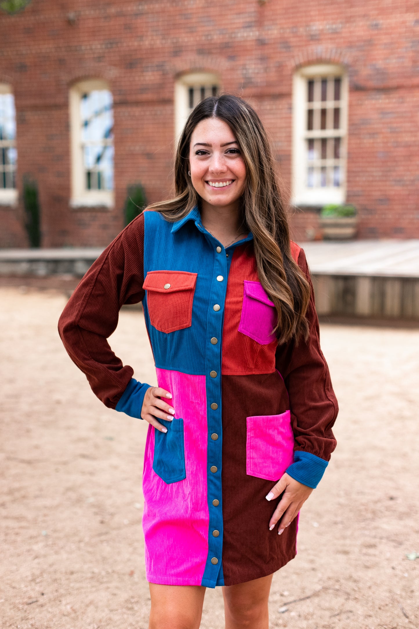 COLORBLOCK CORD DRESS