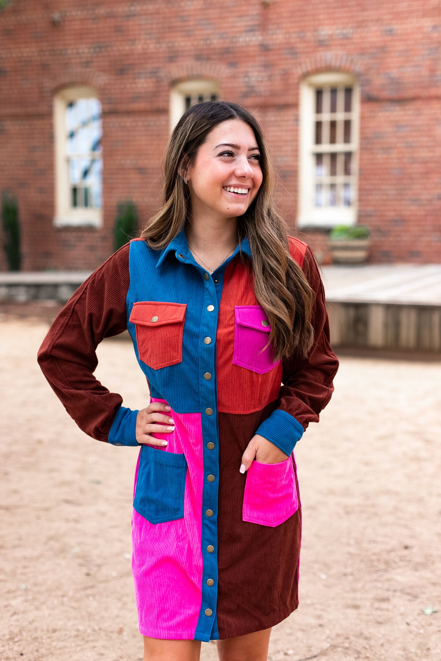 COLORBLOCK CORD DRESS
