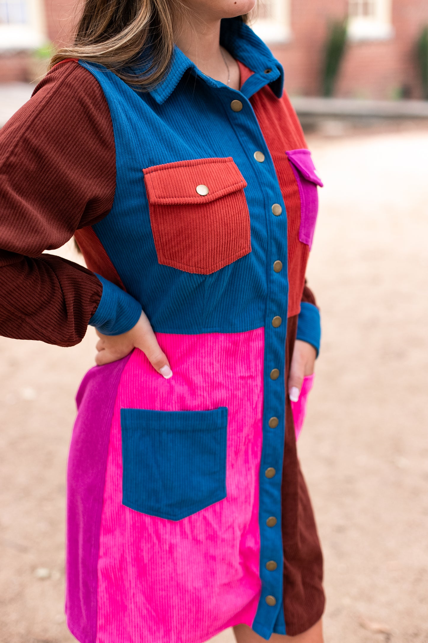 COLORBLOCK CORD DRESS