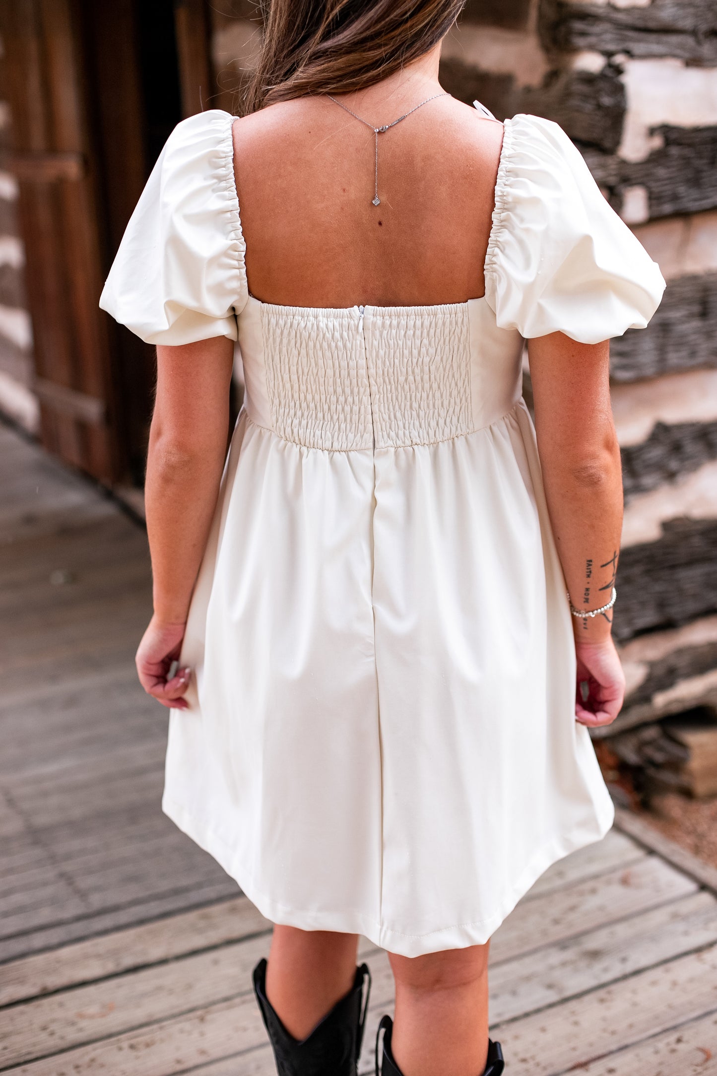 STUNNER LEATHER DRESS: WHITE