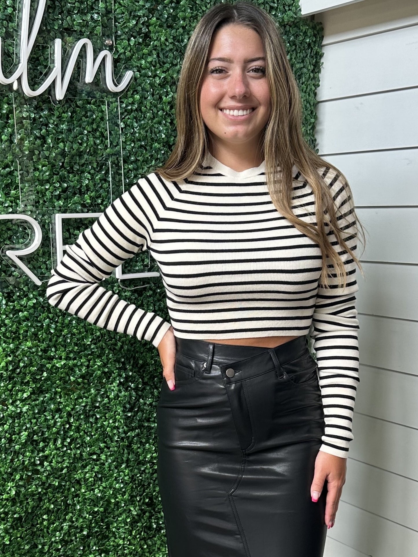 FOREVER STRIPES CROP SWEATER