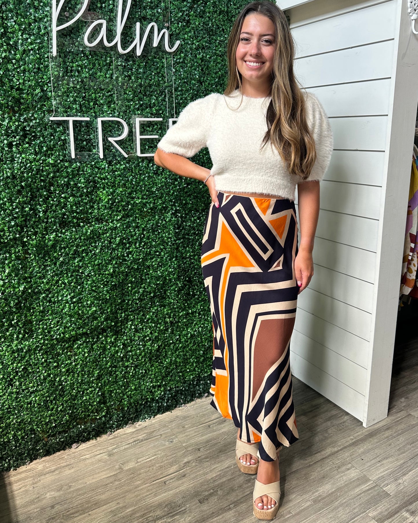 FALLING FOR FALL PRINT SLIP SKIRT