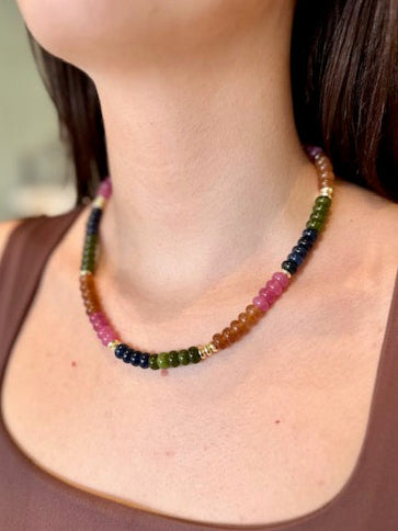 KERRY BEADED NECKLACE- JEWEL TONE MIX