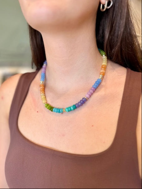 KERRY BEADED NECKLACE- LIGHT RAINBOW