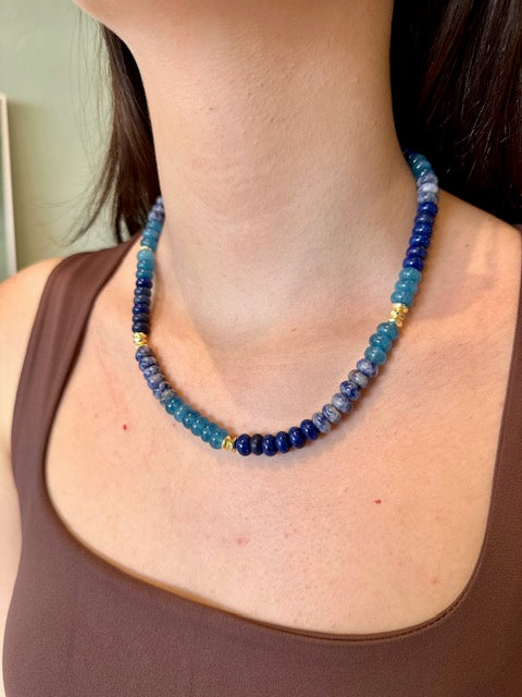 KERRY BEADED NECKLACE- DARK BLUE