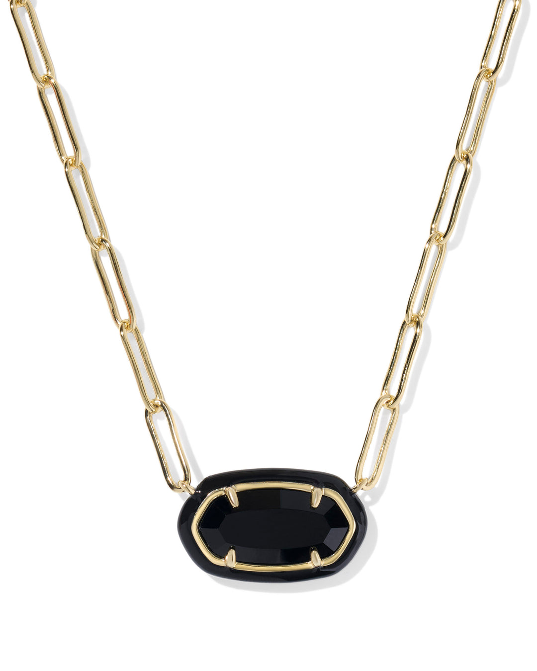 KENDRA SCOTT: BLACK ELISA ENAMEL FRAME PAPERCLIP NECKLACE