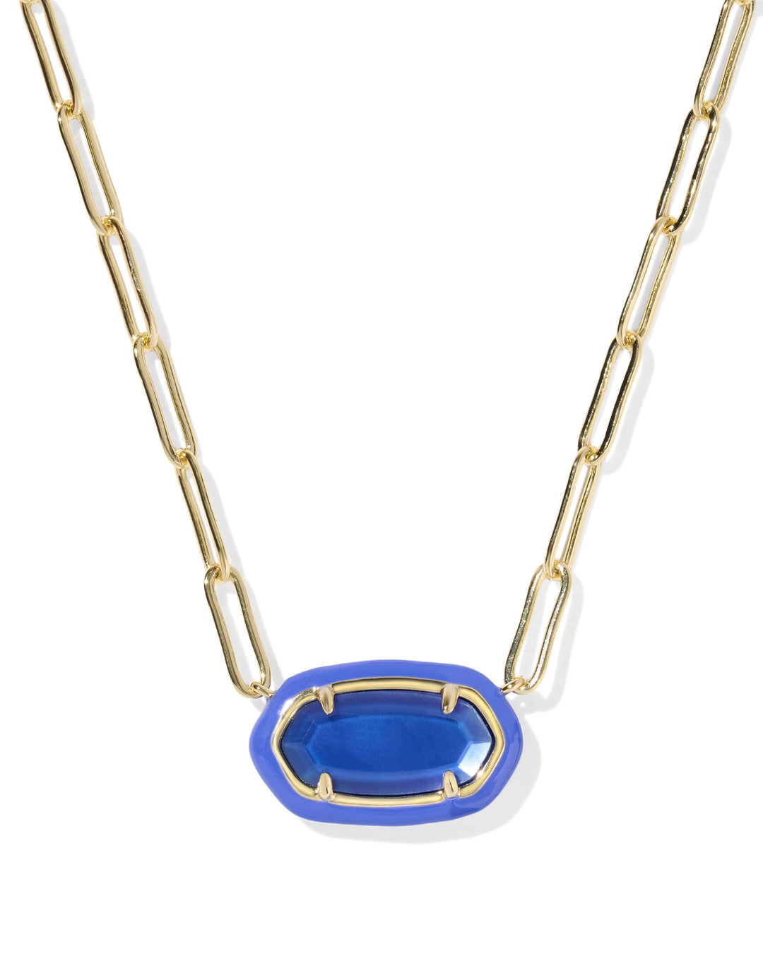 KENDRA SCOTT: COBALT ELISA ENAMEL FRAME PAPERCLIP NECKLACE